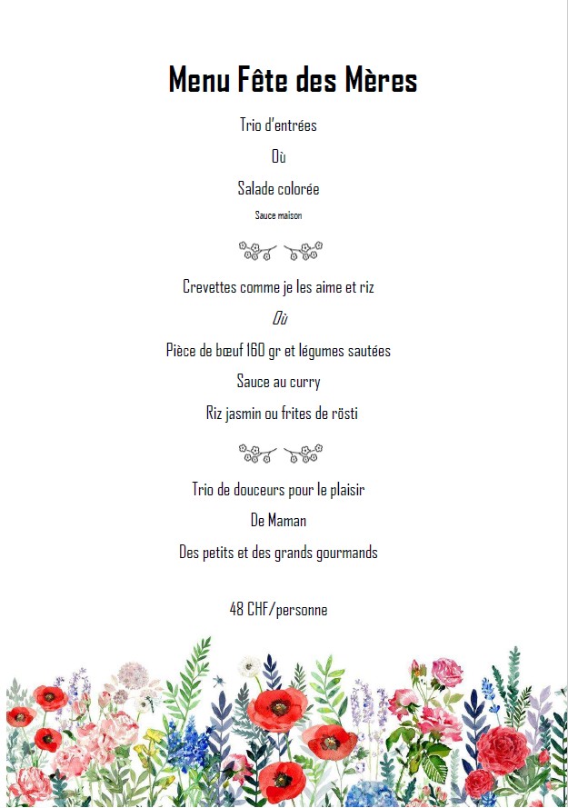 Menu Fête des Mères 2026